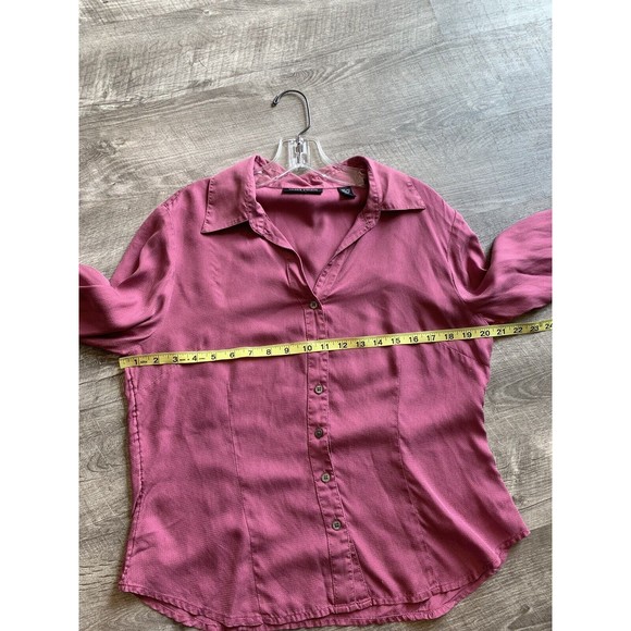 VALERIE STEVENS 100% Silk Blouse button front pink size Large - Picture 10 of 11